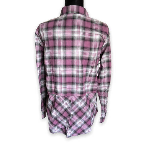 Krass&co G.H. Bass &  Womens Shirt Size M Purple Gray Black Plaid Flannel Split Back