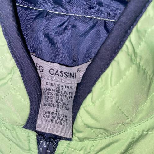 Oleg Cassini  Sport Neon Green Quilted Full Zip Jacket Women's Size Large