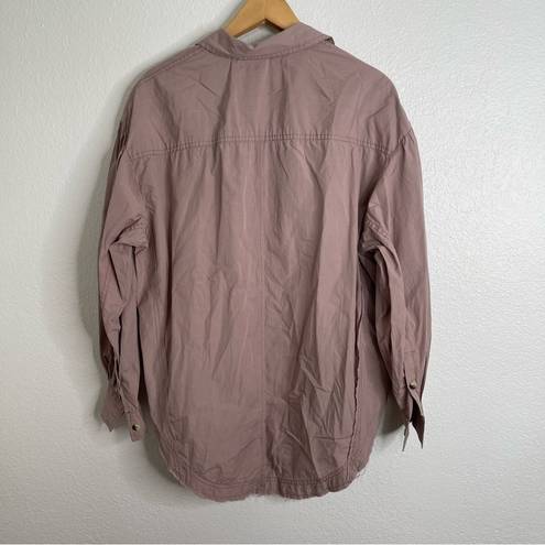 We The Free  Mauve Long Sleeve Button Down Shacket Style Small