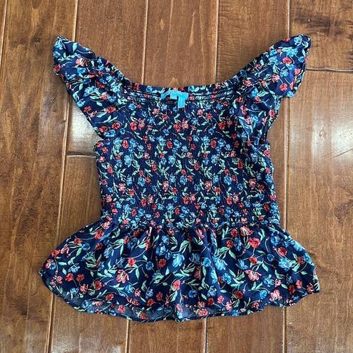 Draper James Floral Smocked Peplum Top