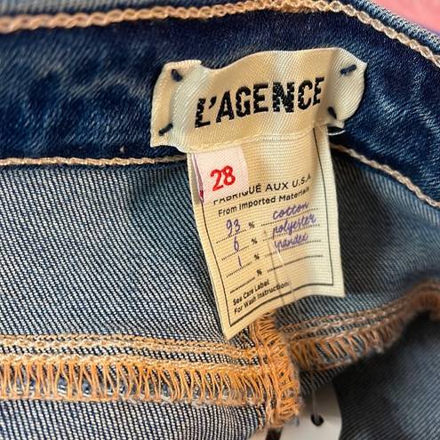 L'Agence L’AGENCE Sada Cropped Jeans Raw Hem Manchester Blue NWT Size 28