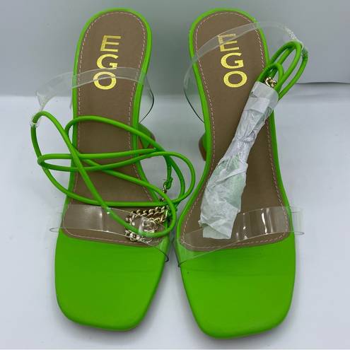 EGO heel sandals with ankle tie transparent upper Size 6.5