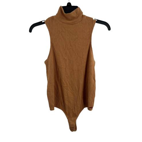 n:philanthropy  Ribbed Sleeveless Mock Neck Bodysuit New Size Small Tan