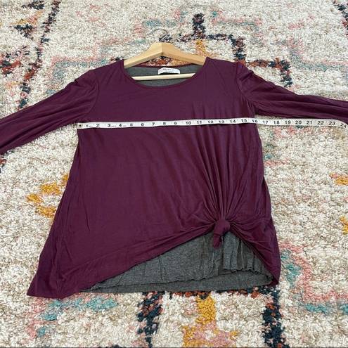 Bailey 44 purple long sleeve knotted front tee shirt