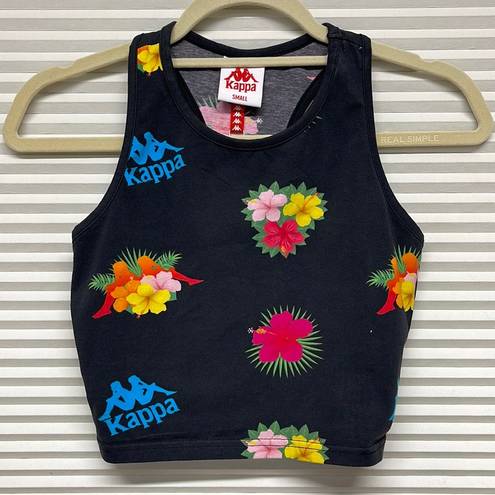 Kappa  Black Maluku Floral Crop Tank Top Size Small