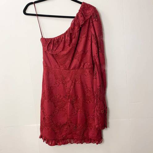 Alexis  One Shoulder Lace Ilana Dress Burgundy Size Medium