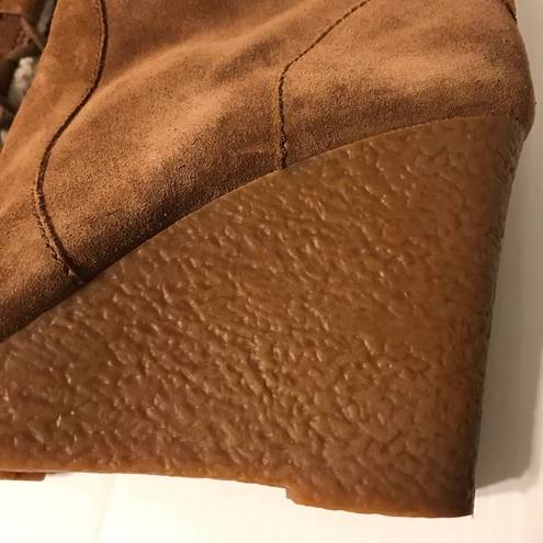 Michael Kors brown suede ankle wedge boots women size 8M