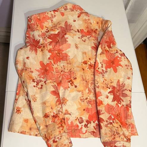 Coldwater Creek  Jacket Fall Leaf Print Orange Tan Blazer Jacket NWOT S Small