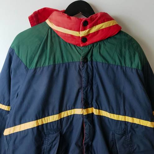 Nautica  Down Jacket Vintage 90s Multicolor Medium M Zip Puffer Hooded Reversible