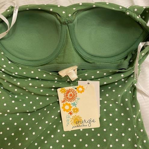 Energie  Green and white polka dot bra top NWT!