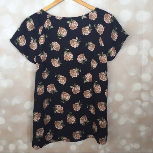 The Loft  NWT Navy Blue Rose Sheer Blouse