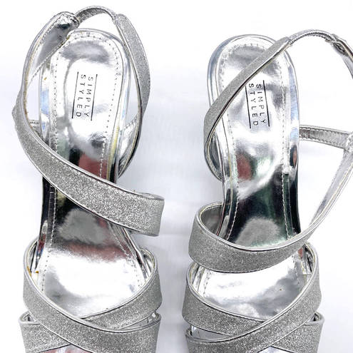 Simply Styled  NEW Womens 7.5 Brooke Silver Sparkly Glitter Heel Special Occasion