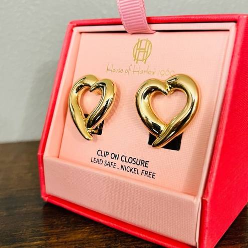 House of Harlow  1960 clip on earrings gold heart​