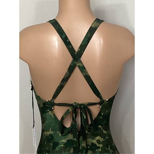 Robin Piccone New.  Army camouflage plunge swimsuit. Regularly $168. Size 8