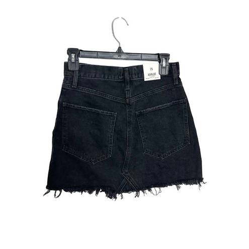 AGOLDE  Quinn High Rise Denim Skirt Distressed Cult Black Size 25 NEW