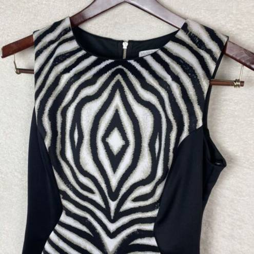 Bisou Bisou ‎ Michele Bohbot Black Tan White Zebra Print Business Size 10