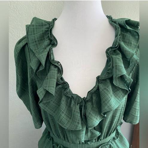 Moon River Green Frilly Ruffled Maxi Dress Wedding Summer Party Cottagecore  M