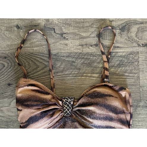 Gottex  Tiger Stripe Tan Black Animal Print One Piece Swimsuit Women's Size 8