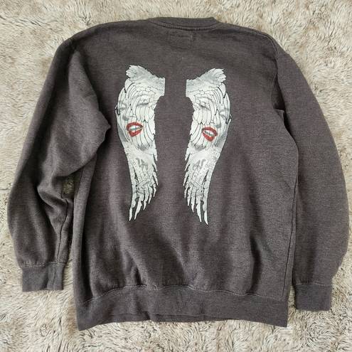 Marilyn Monroe Rag Wear USA American Flag  Angel Wing Crewneck Sweatshirt Medium