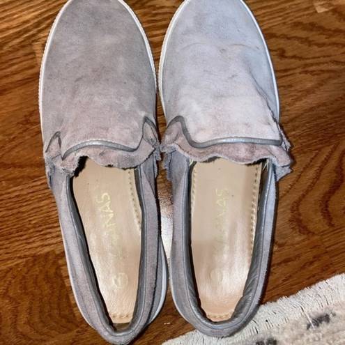 Anthropologie  KAANAS Suede Ruffle slip on shoes size 8