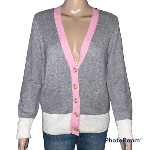 Popsugar Color Block V Neck Cardigan