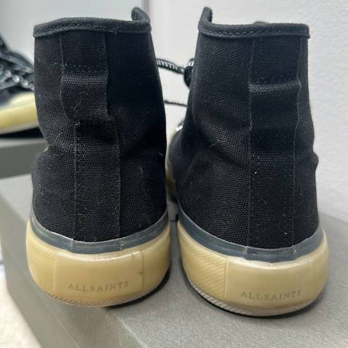 All Saints: Black High Top Sneakers logo laces