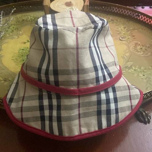 Burberry  Nova Check Hat with red trim and red bow