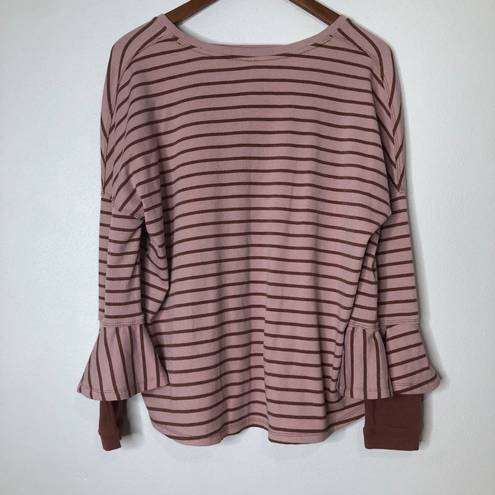 We The Free  Round About Striped Peplum Top Small