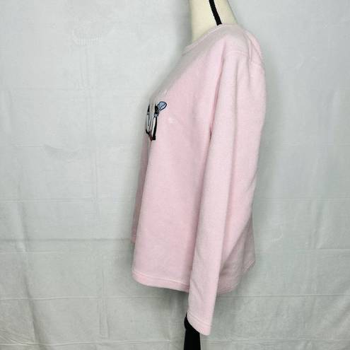 Cathy Daniels  Cozy Pink Fleece Sweater Sweatshirt Christmas Cats Vintage Size L