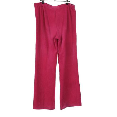 St. John  Sport Marie Gray Wide Leg Pink Corduroy Pull On Pant Medium