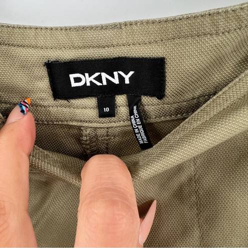 DKNY NEW  Button Front Wide Leg Crop Pant Capri Green Size 10