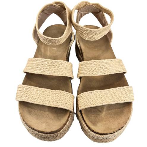 Esprit  Gigi Sandals Cream Size 7.5 Platform Espadrille Ankle Wrap Braided