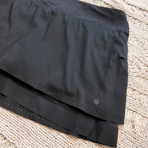 Athleta  Laser Run Black Layered‎ Athletic Tennis Skirt Size M