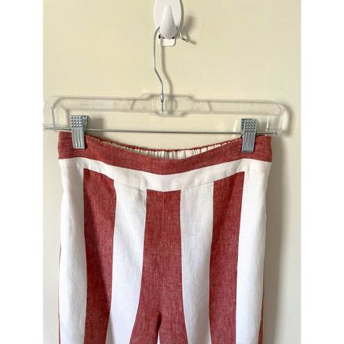 Madewell  Wide Leg Linen Pull On Striped Crop Pants Red Cream Size XS