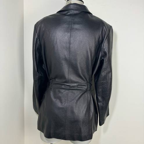 Krass&co Vintage Colebrook &  Genuine Leather Belted Jacket Size XL late 90s Y2K Black