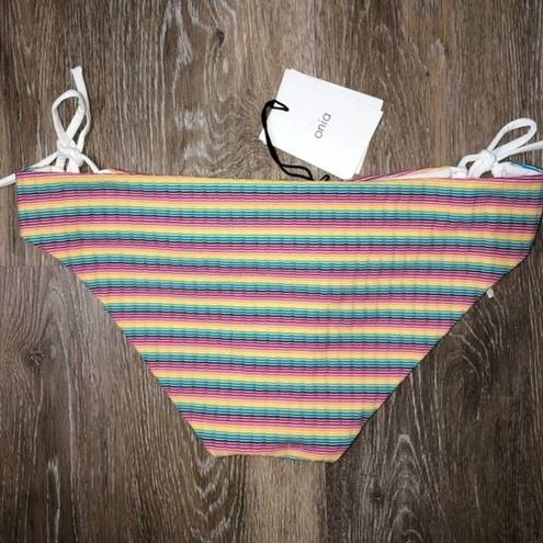 ONIA  Erica Rainbow Stripe Side Tie Bikini Bottom Large NWT