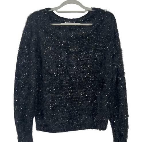 Krass&co NY& Design Studio Fluffy Eyelash Knit & Metallic Sequin Pullover Sweater NWT