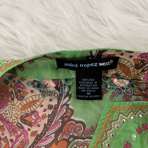 Saint Tropez West  Silk Mixed Print Sheer Swim Cover Up Tunic See Description