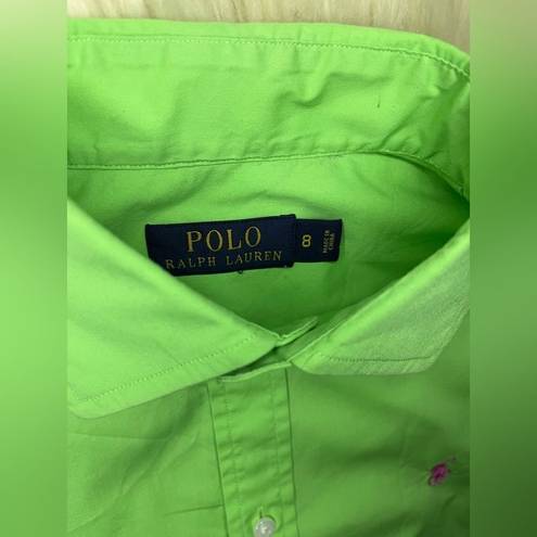 Polo  Ralph Lauren lime green fitted collared button down sz 8