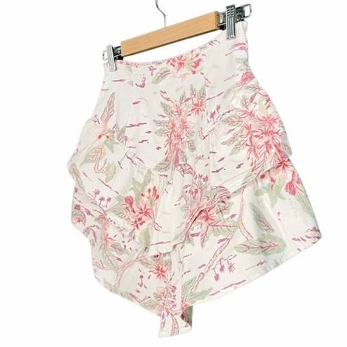 MOTHER Denim NEW  The Ruffle Tiered Mini Skirt Floral Aloha Print Women’s Size 26