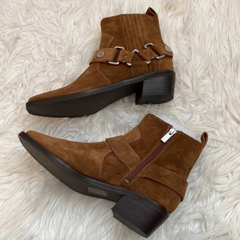 DKNY  Mina Cognac Suede Western Booties