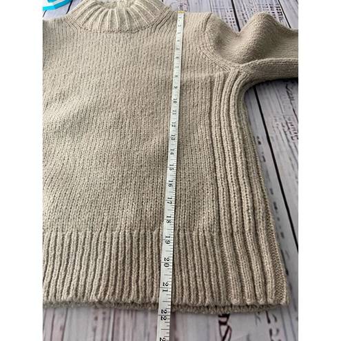 Banana Republic  Mock Neck Chunky Rib Knit Sweater Womens XS Beige Long Sleeve