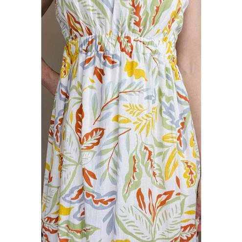 Jessica Simpson Yellow & Green Leaf Printed Cut-Out Maxi Dress