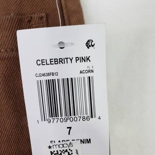 Celebrity Pink REGeneration  Jeans Juniors 7/28 Acorn Brown Flower Mid Rise Flare