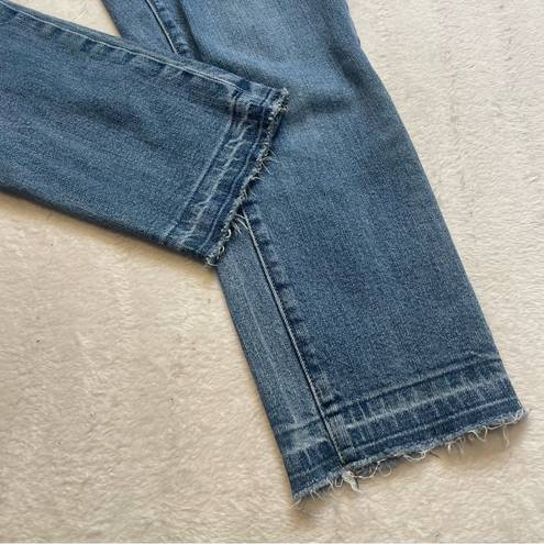 Gap  Girlfriend Raw Frayed Hem Denim Jean Cropped Dark Indigo Women’s Size 26