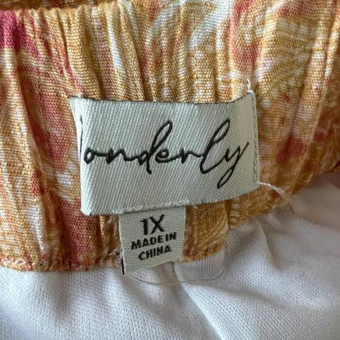 Wonderly NWOT  Pull On Wide Leg Floral Print Pants w/ Pockets Lined Plus 1X