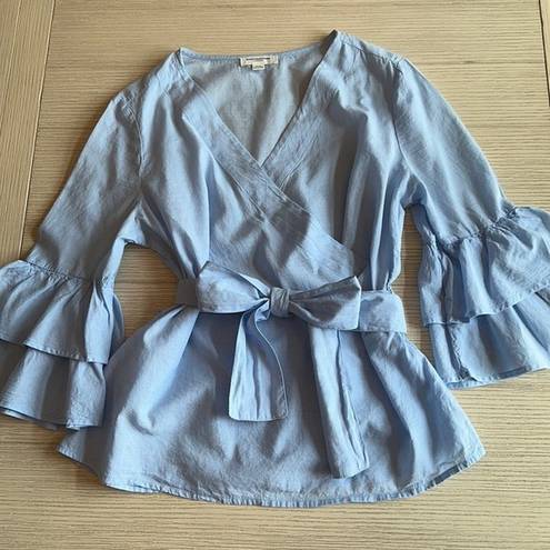 BeachLunchLounge  collecties Arianna Light Blue Tie Front Women's Blouse Small