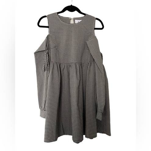 Daisy Street ASOS  Tie Sleeve Mini Smock Dress in Micro Check SZ Med Streetwear