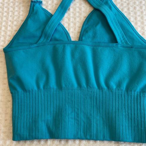 Free People NEW!  Movement GOOD KARMA Crop Top Bra Size XS/S Turquoise Blue