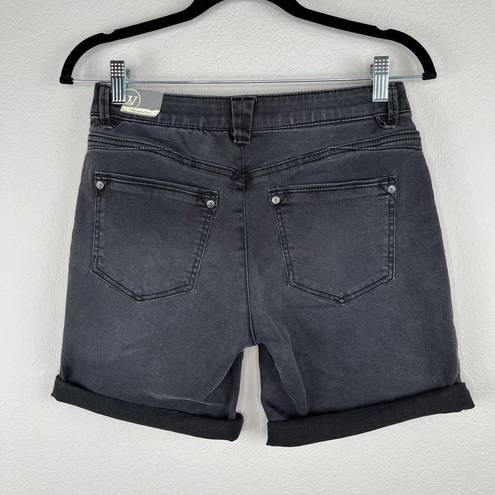 Bermuda Ab Solution Mid Rise Black Denim Roll Cuff  Shorts Size 2 28 Waist NWT